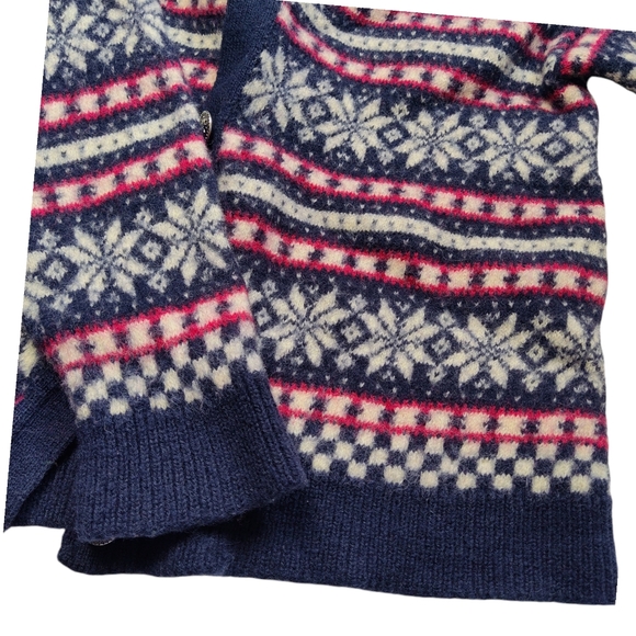 Pendleton Fair Isle Snowflake Virgin Wool Cardigan USA Made‎ Shrunken Sweater ** - Picture 5 of 12